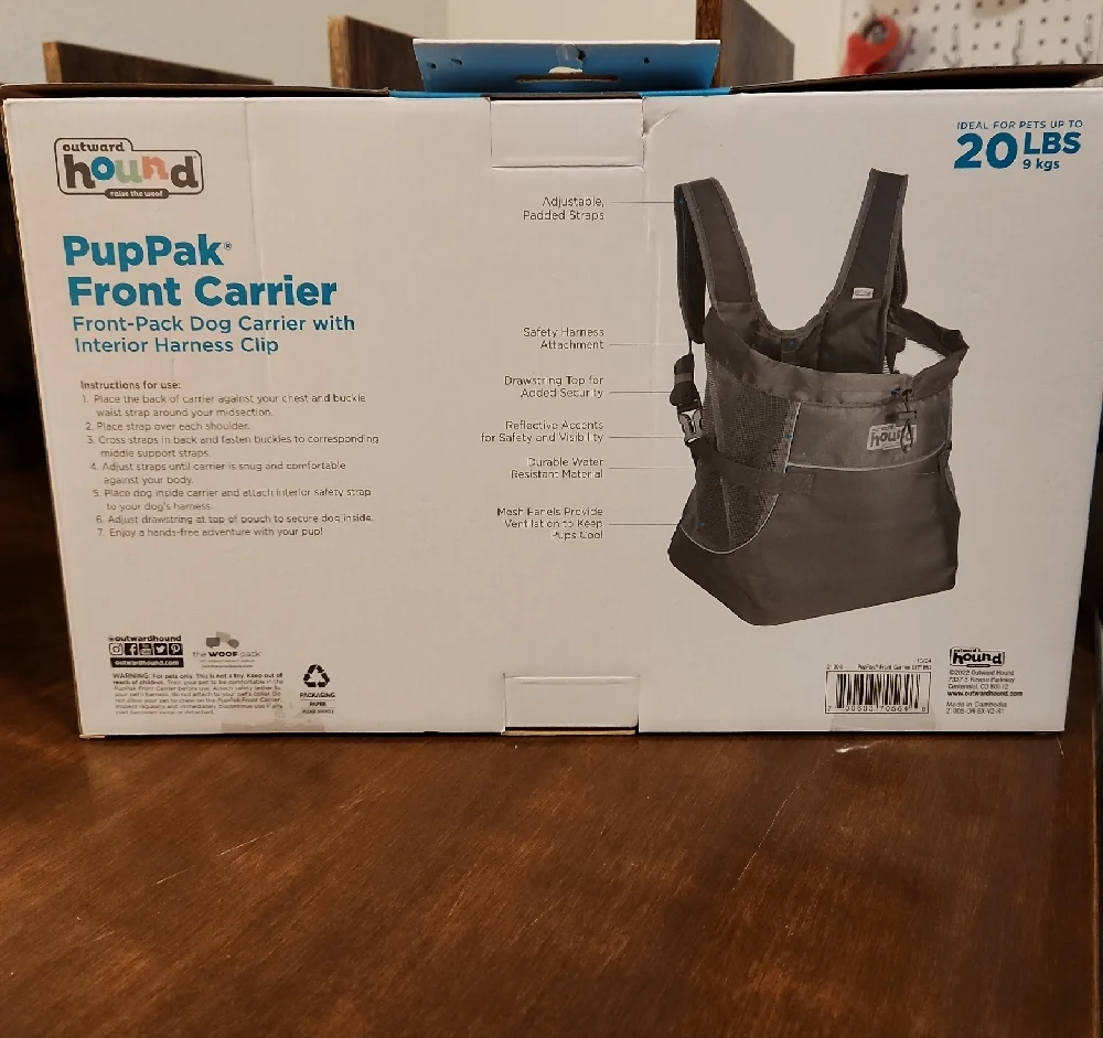 Outward Hound PupPak Front Carrier in Black and Gray